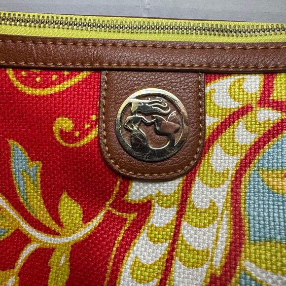 Spartina 449 Daufuskie Island Genuine Leather Floral Linen Shoulder bag. - Picture 2 of 8